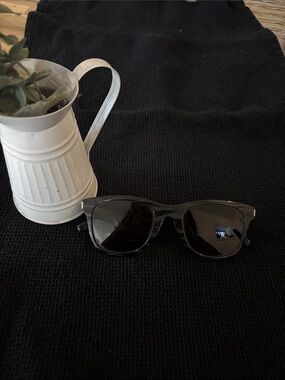 Saint Laurent Black Wayfarer-Style Sunglasses with Subtle Pattern